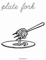 Coloring Fork Plate Dinner Cursive Favorites Login Add sketch template
