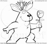 Jackalope Coloring Rose Pages Presenting Rabbit Clipart Cartoon Romantic Cory Thoman Amorous Single Red Outlined Vector Template sketch template