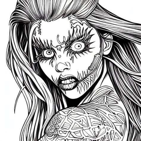 zombie pinup girl coloring page creative fabrica