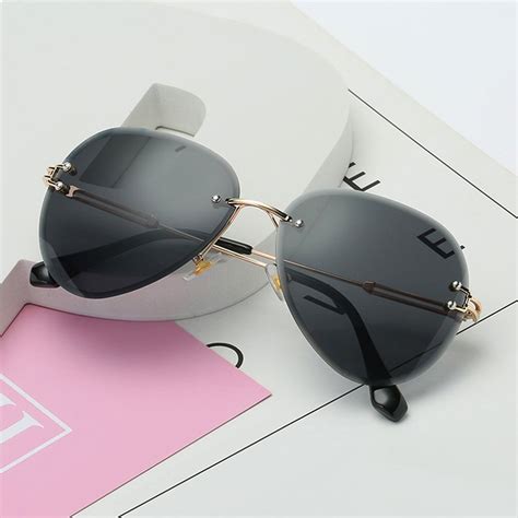 2022 vintage fashion oversized rimless sunglasses women famous luxury