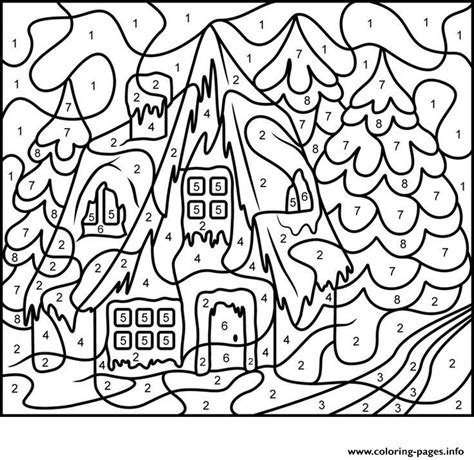 color  number adults house  coloring page printable