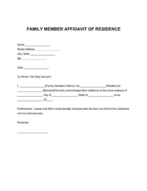 family member proof  residency letter