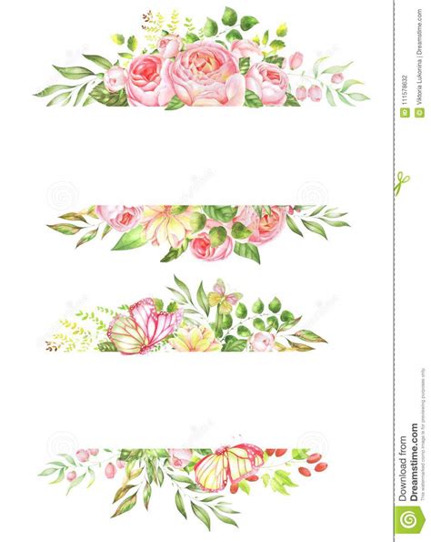 delicate watercolor frame of roses stock illustration