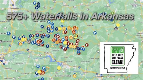 huge waterfalls  arkansas  map  map link   description