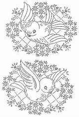 Embroidery Pattern Vintage Transfer Patterns Designs Choose Board Hand Flying Birds sketch template