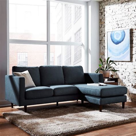 rivet revolve mid century modern reversible chaise sectional sofa  sectional sofas