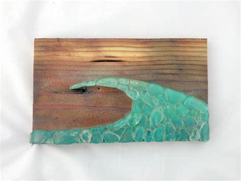 Real Sea Glass Art Ocean Wave Art Wave Wall Hanging Sea Glass Etsy