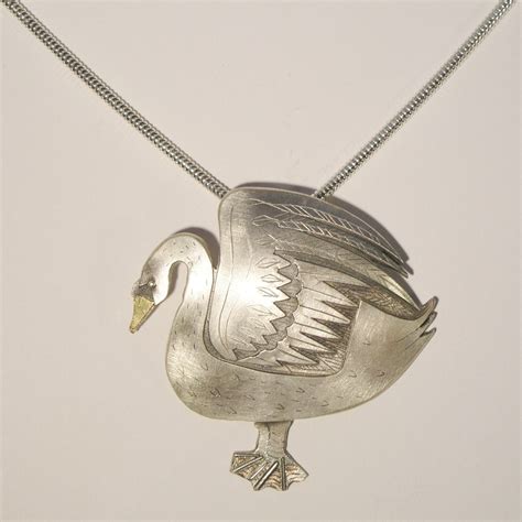 Silver Medieval Mute Swan Pendant Necklace Limited Edition By Anna De