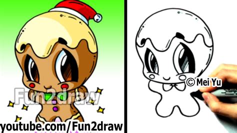 draw christmas pictures   draw  gingerbread man cute
