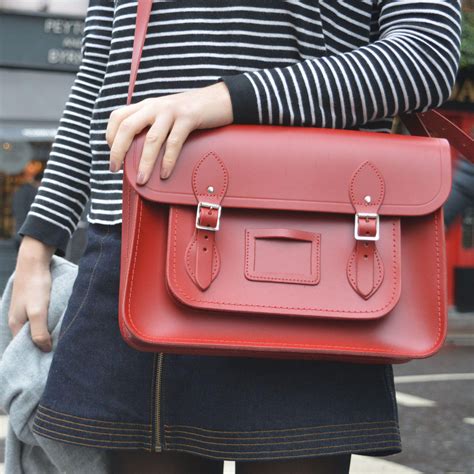 red large leather cambridge satchel bag  cambridge satchel company uk store