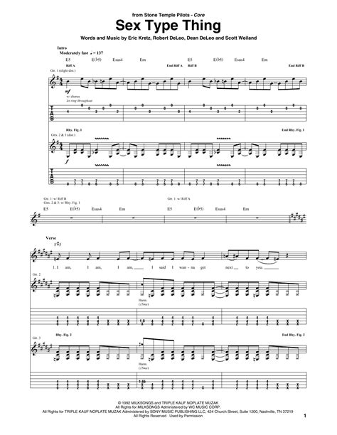 Sex Type Thing By Stone Temple Pilots Guitar Tab