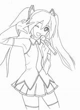 Miku Hatsune Coloring Pages Lineart Color Getcolorings Drawings Deviantart Vocaloid Printable Colorin Print sketch template