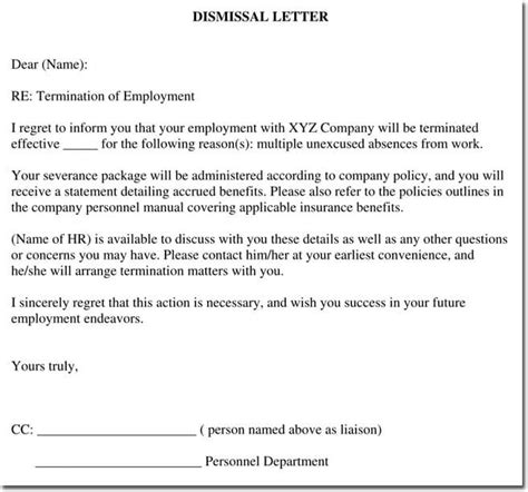 samples  termination letter templates formats