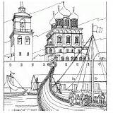 Coloring Cathedral Pskov Trinity Prague Hall Town sketch template