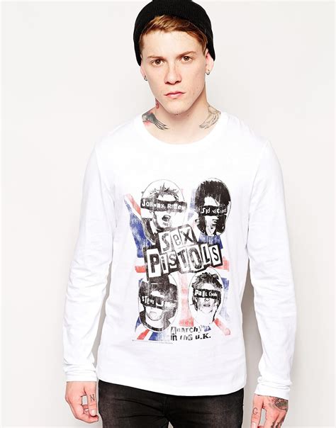 lyst asos long sleeve t shirt with sex pistols flag print in skater