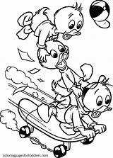 Huey Louie Dewey Skateboard Quo Qua Sullo Nephews Disegnidacolorareonline Mickey Mouse Ducks Stampare sketch template