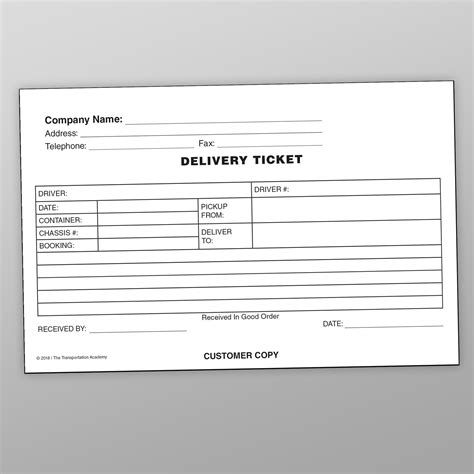 delivery ticket booklet  transportation academy