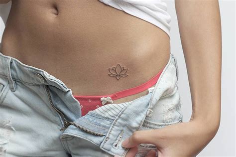 Minimalist Lotus Flower Tattoo On The Hip