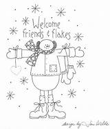 Patterns Christmas Primitive Stitchery Embroidery Pattern Printable Applique Snowman Hand Craft Designs Redwork Welcome Flakes Friends Stitcheries Northpolechristmas Crafts Country sketch template