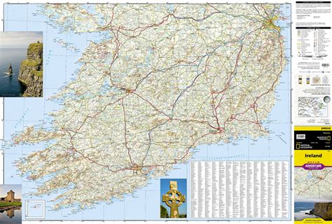wegenkaart landkaart  adventure map ireland ierland national geographic