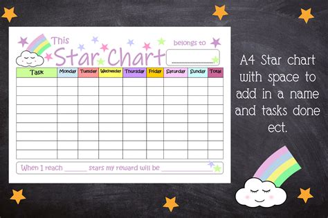 star reward chart  kids printable star chart  etsy
