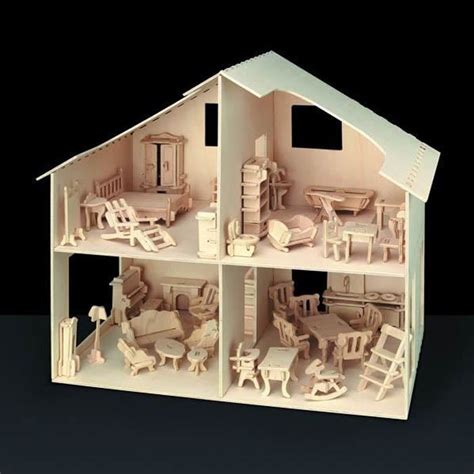 kit de construction en bois maison de poupee avec meubles    cm cdiscount jeux jouets