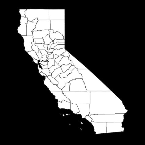 mapa del estado de california con condados ilustración vectorial