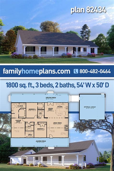 plan   sq ft ranch home plan  inviting porches  beds  baths  opt  car garage