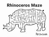 Kids Maze Rhinoceros Worksheets Printable Choose Board Activity Sheet Activities sketch template