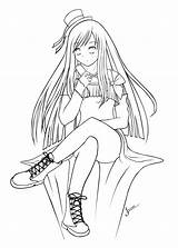 Lineart Girl Goth Phone Anime Deviantart Manga Digital sketch template