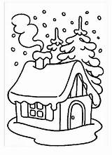 Haus Schnee Ausmalbilder Inverno Malvorlage Ausmalbild Piccola Kidsplaycolor sketch template