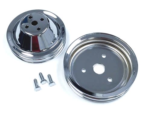 sb chevy short water pump chrome steel  groove pulley kit     pirate mfg