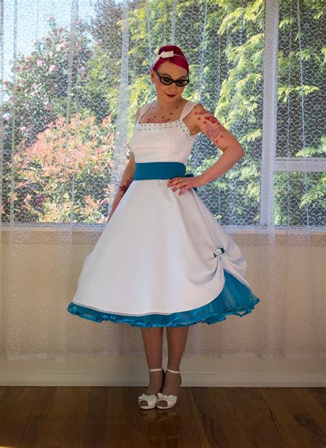 1950s pin up wedding dress mindy tea length style