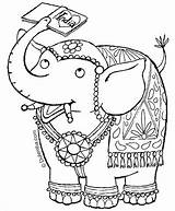 Coloring Elephant Tuesday Indian sketch template