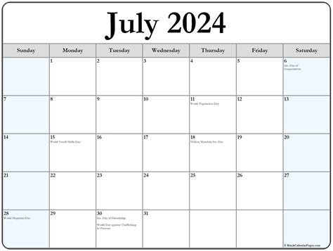 july   holidays calendar