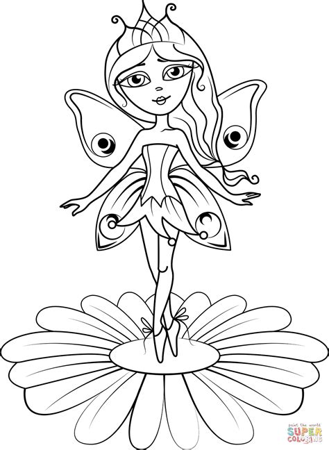 fairy princess coloring page  printable coloring pages