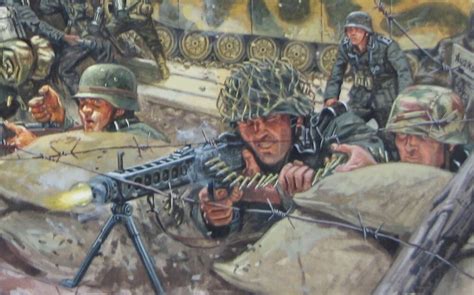 Original Ww2 Military Illustration Painting Wwii Panzer