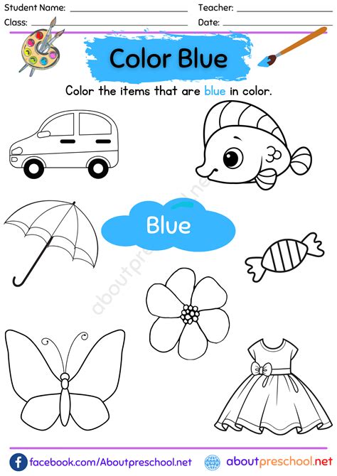 color blue worksheet  preschool  preschool