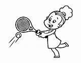 Tennis Playing Girl Coloring Colorear Coloringcrew Sports sketch template