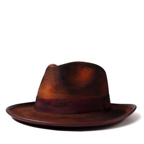 retro art brown fedora hat ghelter