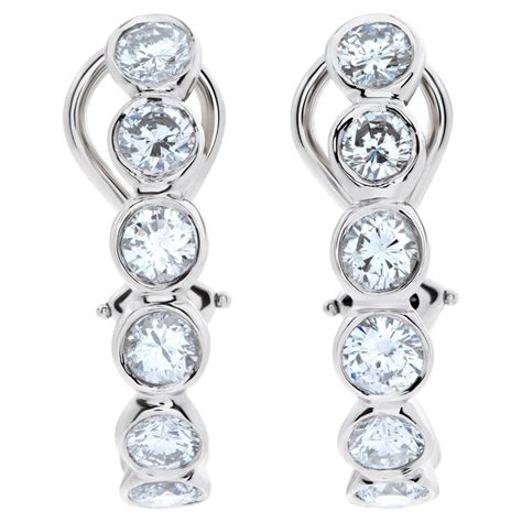 platinum semi hoop earrings   carats   diamonds  sale  stdibs