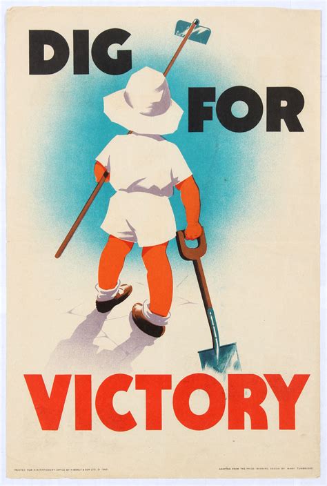 sold price original vintage war propaganda poster dig  victory wwii