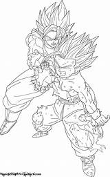 Kamehameha Gohan Goku Lineart Ssj2 Desenhos Template Dragonball sketch template