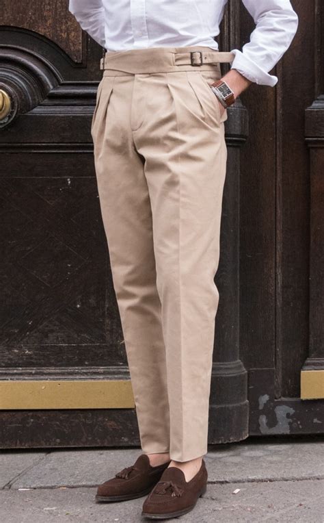 beige gurkha double pleated trousers  bagtesh fashion