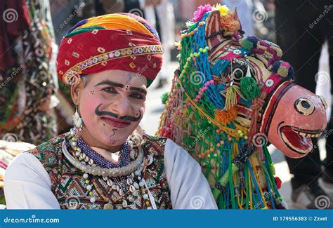 kachhi ghodi dancer  camel festival  rajasthan india editorial