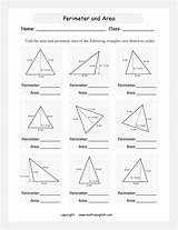 Area Perimeter Worksheet Triangle Worksheets Triangles Grade Math Printable Primary Geometry Click Choose Board Height Printing Below Calculate Mathematics These sketch template