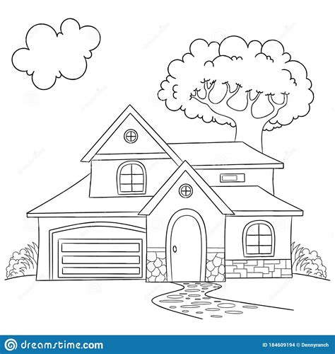 house coloring page   coloring book  kids stock vector