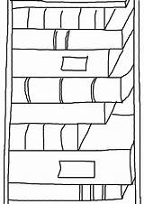 Bookshelf Coloring Pages Drawing Kids sketch template