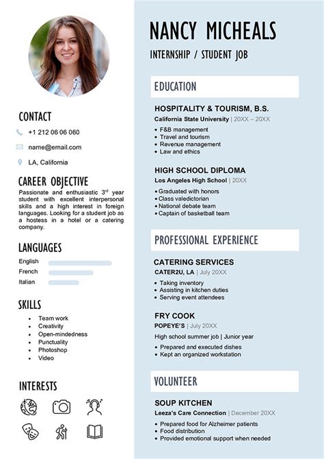 student resume template guide    word