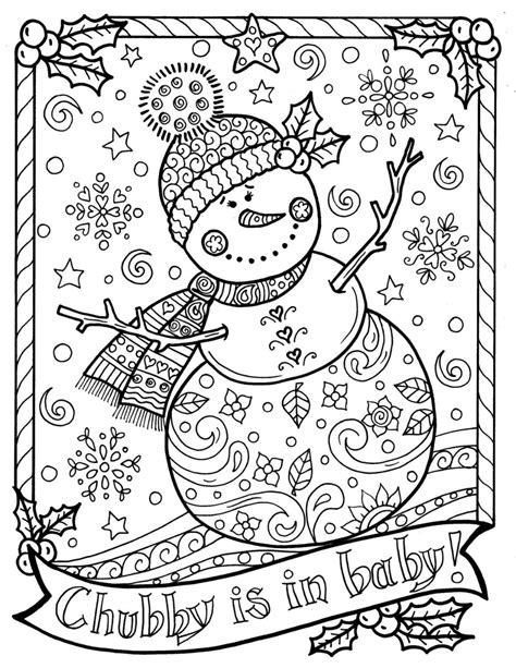 sneeuwpop kleurplaat chubby kerst volwassen kleur vakantie etsy